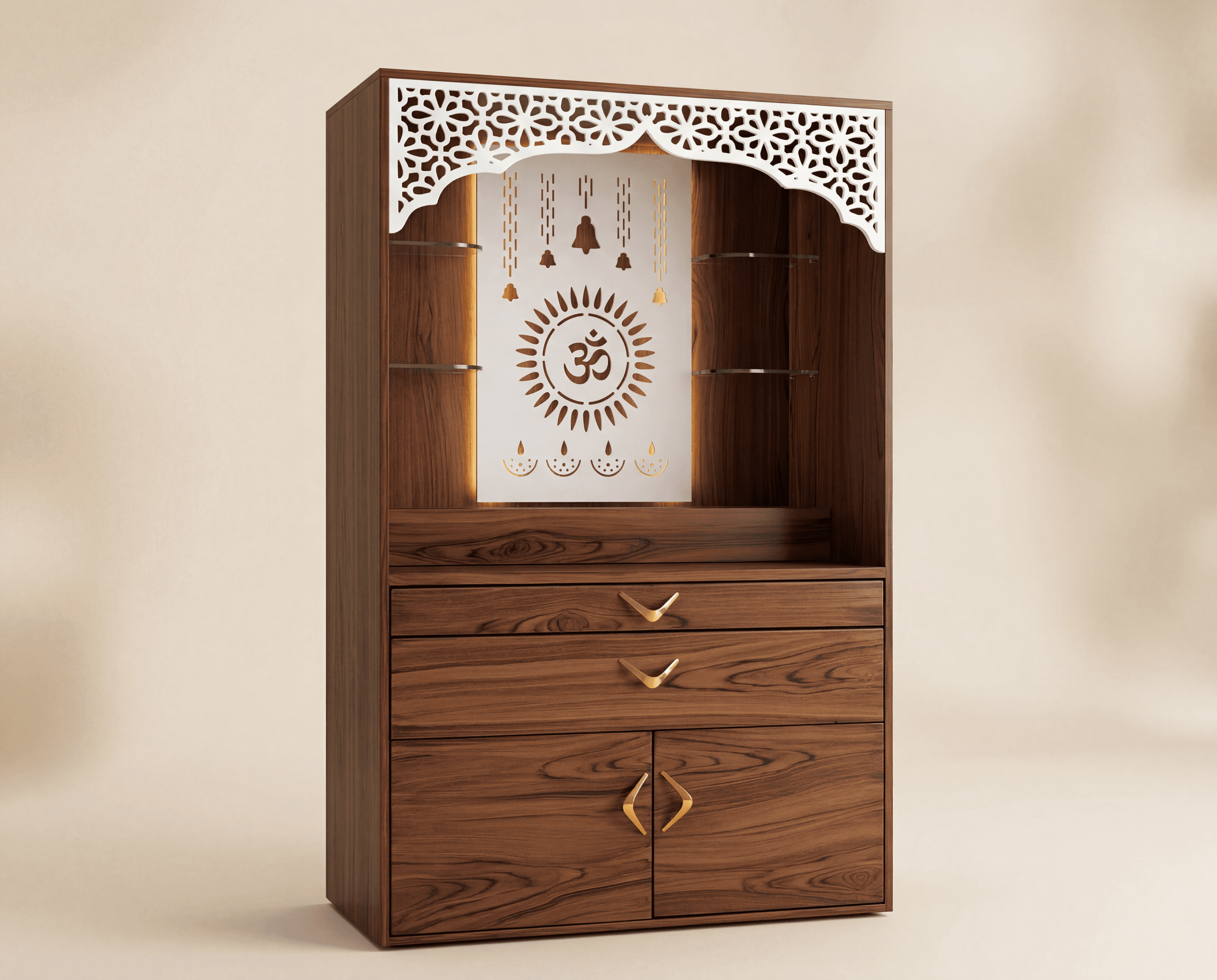 Designer Pooja Cabinet with Storage